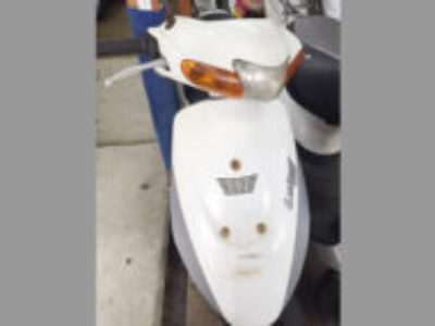 東京の江戸川区平井で原付バイク スズキ レッツ2(白)の引き取り処分を無料で行いました！