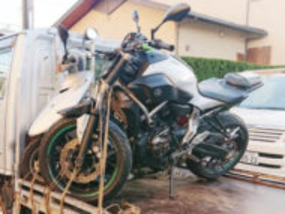 足立区東和で大型バイクのヤマハ MT07/事故車 ホワイトを無料で処分と廃車手続き代行しました