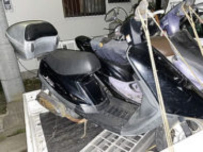 春日部市薄谷で原付バイクのヤマハ JOG(CY50) ベリーダークブルーカクテル3を無料引き取り処分と廃車