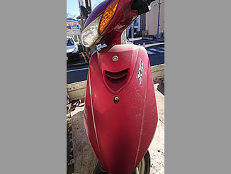 板橋区で無料で引き取り処分した原付バイク ヤマハ JOG FI レッド(エンジンかからず)