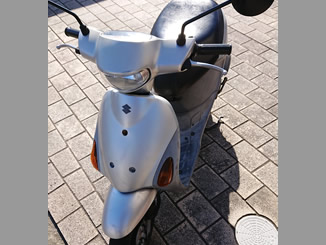 茨城県下妻市で引き取り処分をした原付バイクのスズキ レッツ4 ミスティックシルバーメタリック