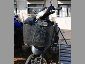 つくば市(茨城県)で無料で引き取り処分をした原付バイク ホンダ Dio(AF62) 前カゴ付き パールプロキオンブラック